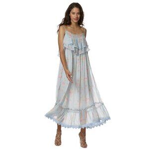 New Stellah Tiered Camisole Cottagecore Prairiecore Maternity Blue Dress Small